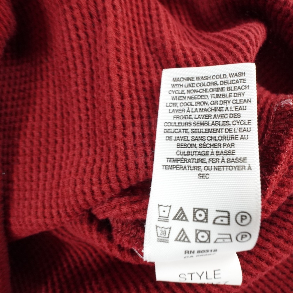 Vtg Y2K Lucky Brand Waffle Knit Thermal Top M Burgundy Long Sleeve Floral Grunge - Picture 10 of 12